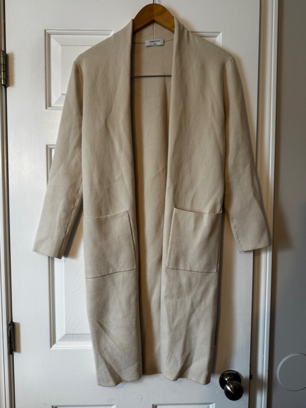 Babaton by Aritzia Cream Knit Open Front Midi Cardigan - Size XS